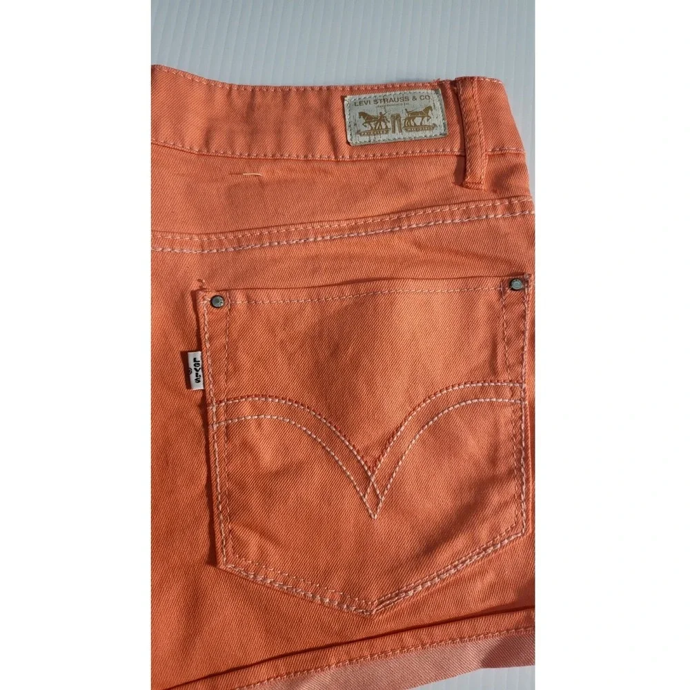 Y2K Levi's Orange Denim Shorts Cuffed Hem Casual Summer Size 11